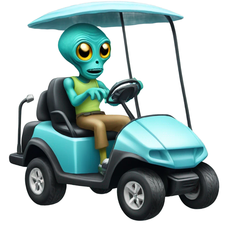 Alien driving a golf cart emoji