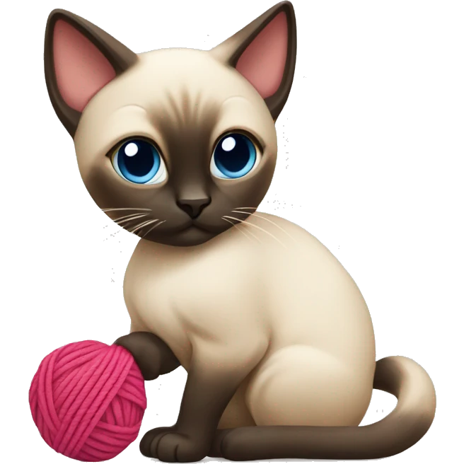 Siamese cat playing with a yarn ball emoji
