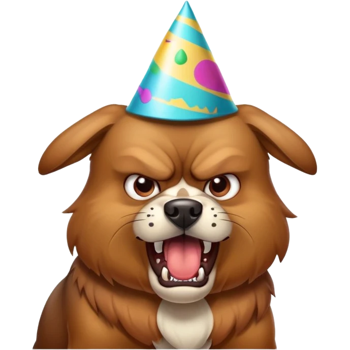 Angry dog with party hat emoji