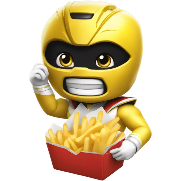 Yellow power ranger eating fries emoji