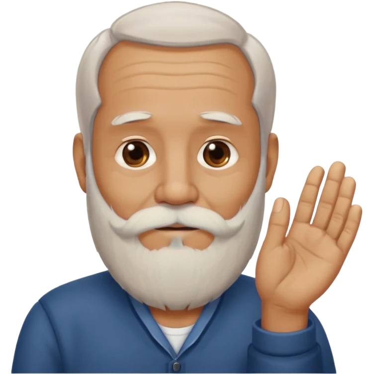 Old man stroking his beard with hand/ touching emoji