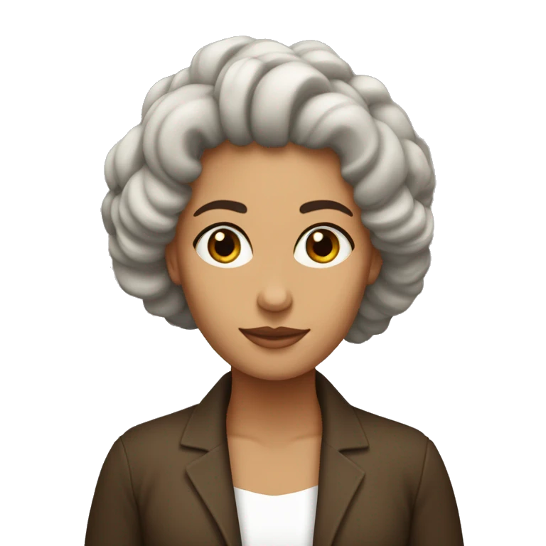 Mujer de tes blanca con rulos pelo castaño oscuro emoji