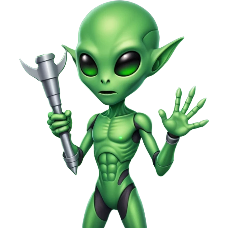 Evil green alien holding a death ray emoji