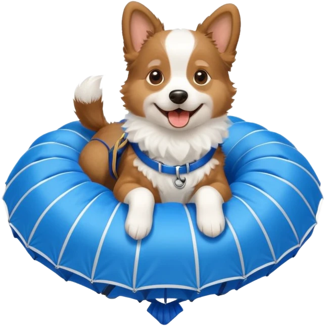 dog riding blue parachute emoji