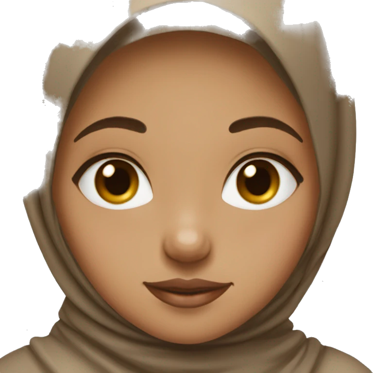 a girl, medium colored skintone with a brown hijab and a little makeup emoji