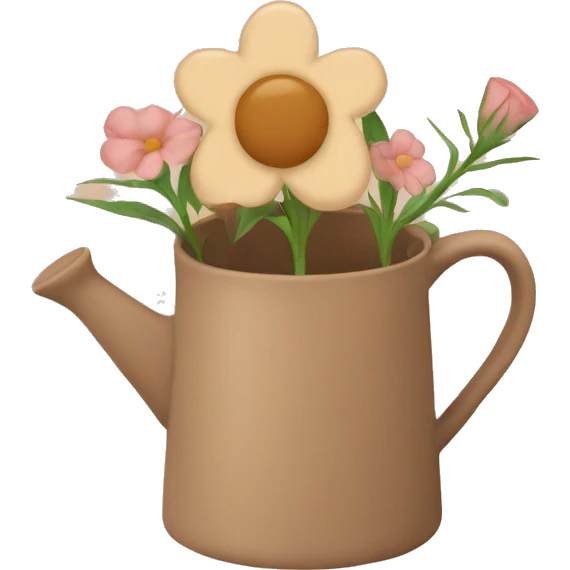there is a pot in pastel brown colors and a flower in it emoji