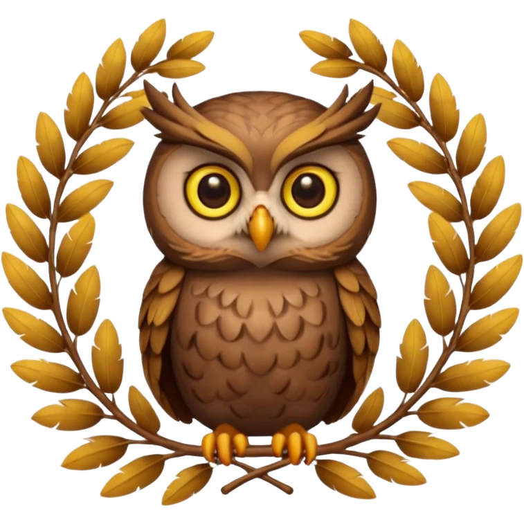 owl sitting in laurel wreath emoji