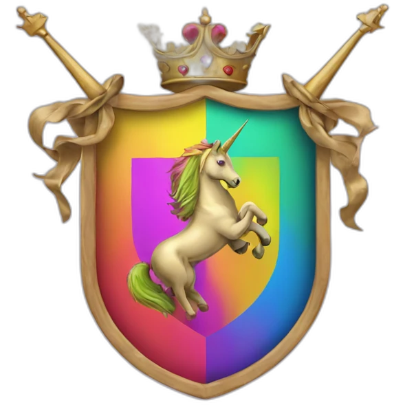 Coat-of-arms-held-by-rainbow-unicorns emoji