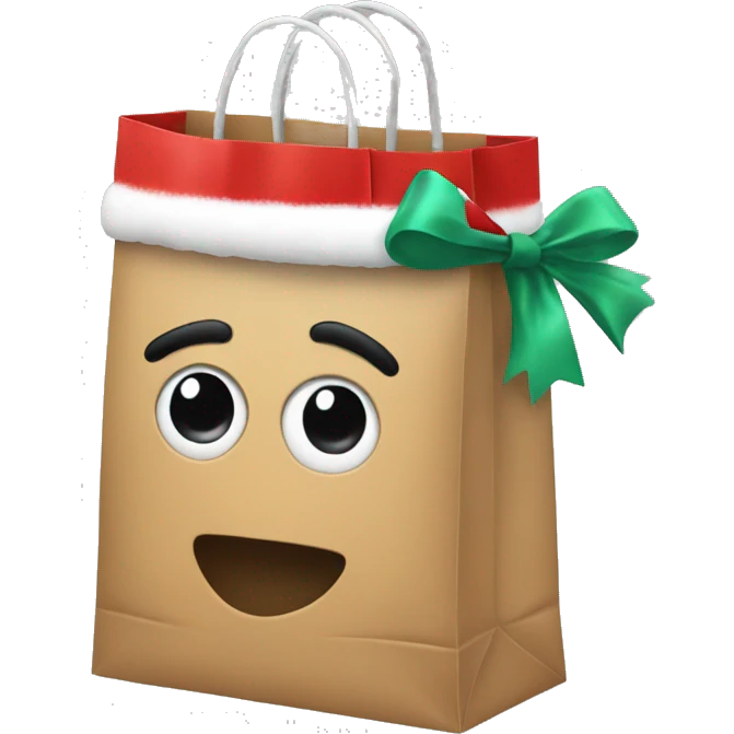 Shopping bag Christmas no eye emoji