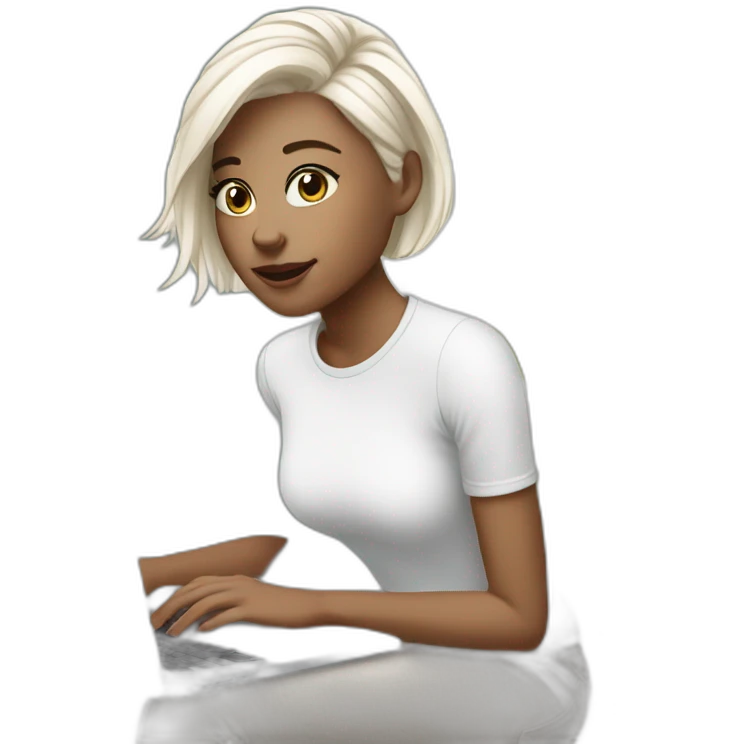 it-white-girl-white-short-hair-with-macbook emoji