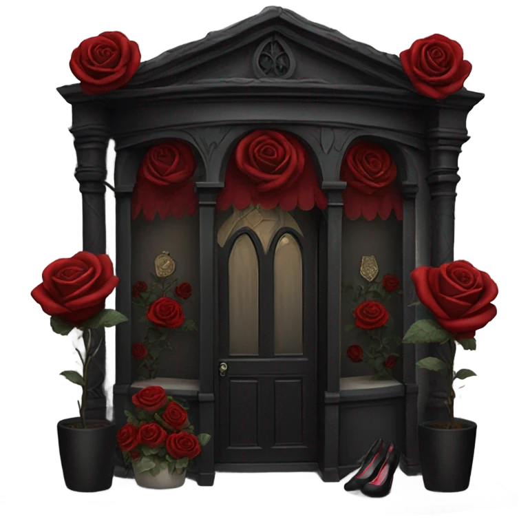 Gothic boutique full of red and black roses emoji