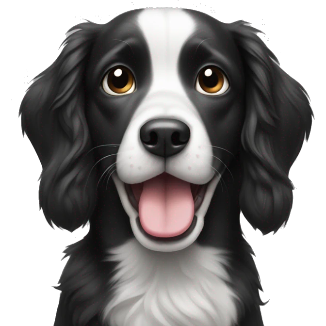 black and white dog sticking tongue out emoji
