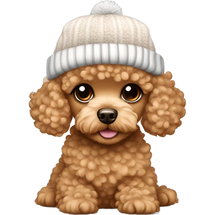 Aesthetic Apricot Toy poodle puppy girl with winter hat emoji