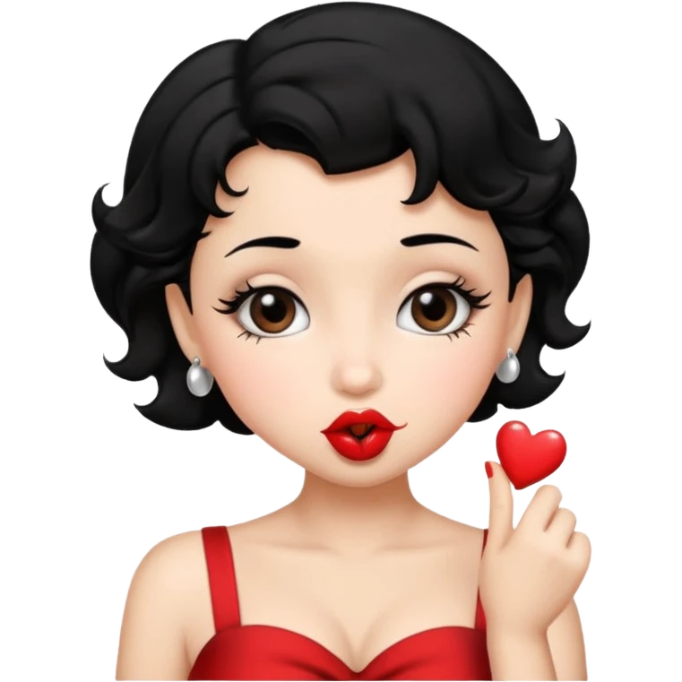 Do not change the face I already created, I want her with Betty boop face and black hair sending a kiss emoji