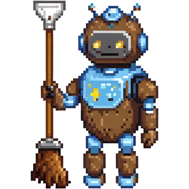 robot janitor with poop emoji