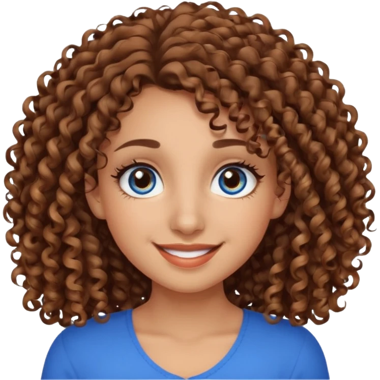 Can you make a pretty girl with long lashes brown eyes cutly hair big nose with light brown skin and have two different eye color  one blue and the other eye color brown please let me also see the half of her body emoji