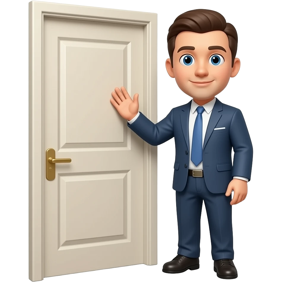 Un emoji de una persona completa tocando una puerta emoji