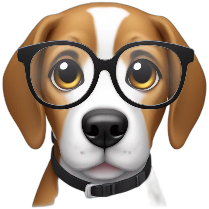 cute beagle with glasses working emoji