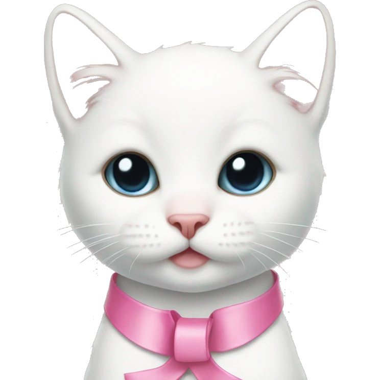 Pink ribbon baby white cat emoji