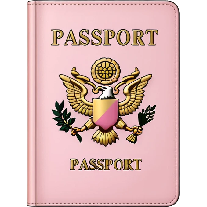 Pasaporte rosa pastel alto de altura la palabra passport en dorado simple  emoji