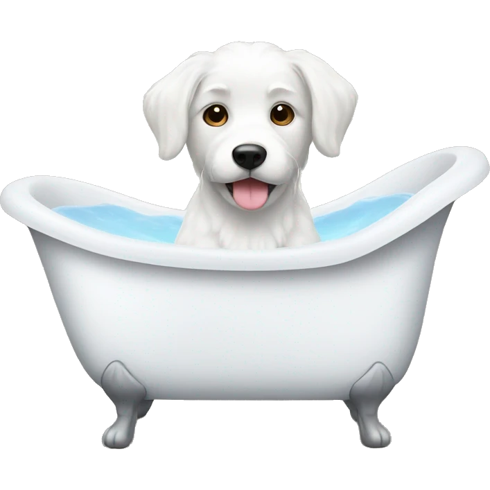 white dog in a bathtub emoji