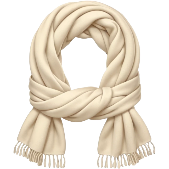 cute soft-matte emoji of an isolated ivory scarf with thick cable-knit patterns, no person, no face, not worn, folded shape, plush cozy texture, light beige accents, warm soft shading emoji