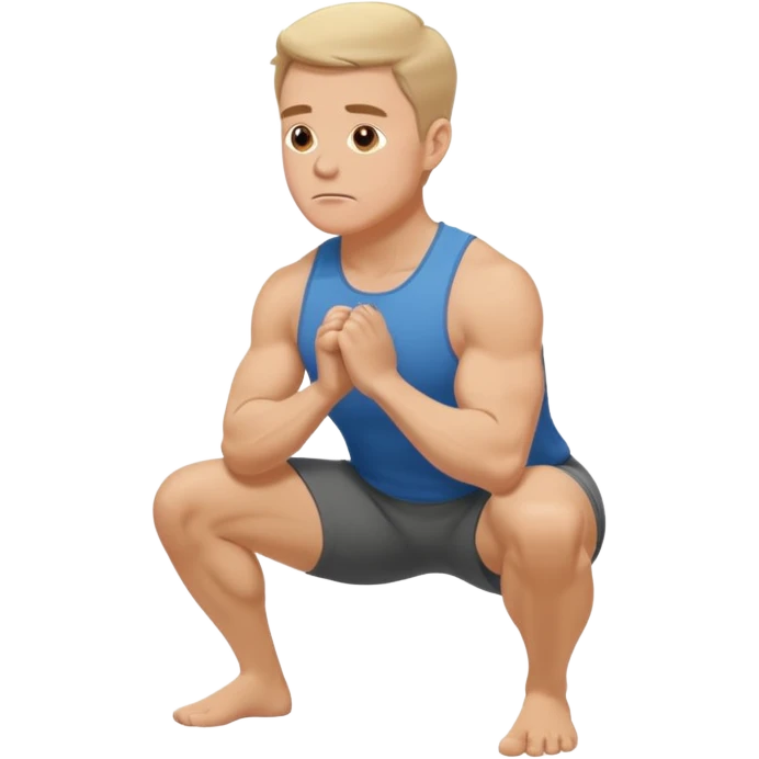 white man doing squat workout, viewed from the side emoji