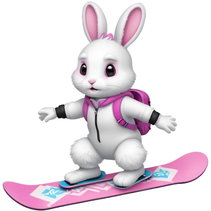 A bunny on a snowboard emoji
