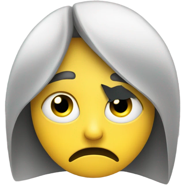 yellow sad face with black hair covering one eye emoji