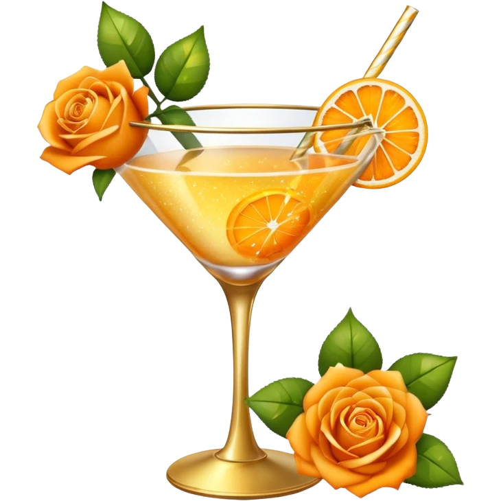 Glittery with orange roses gold mocktail emoji