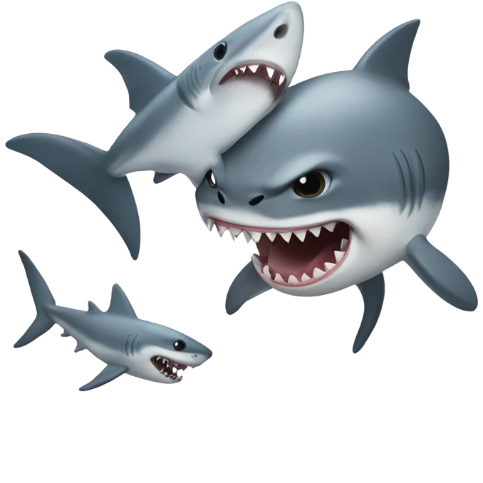Cat fighting shark emoji