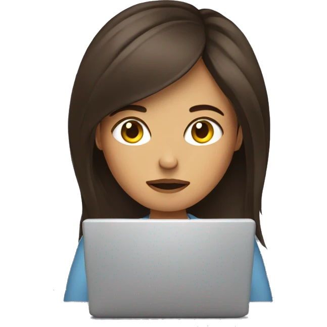 woman using laptop feeling lethargic brunette  emoji