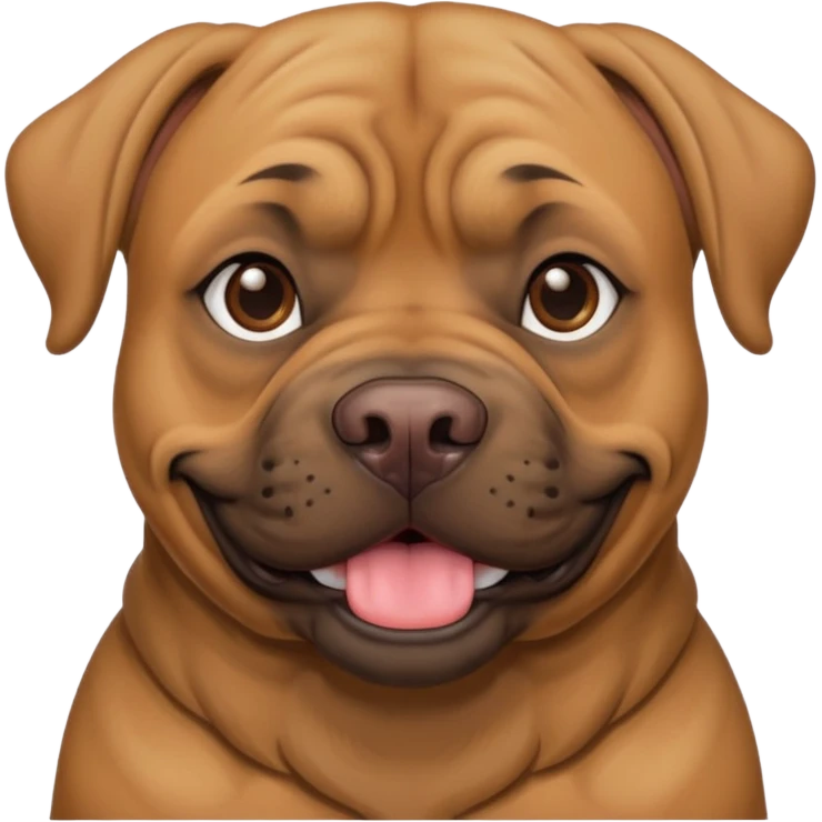 Large light brown bull mastiff with a sweet smile  emoji