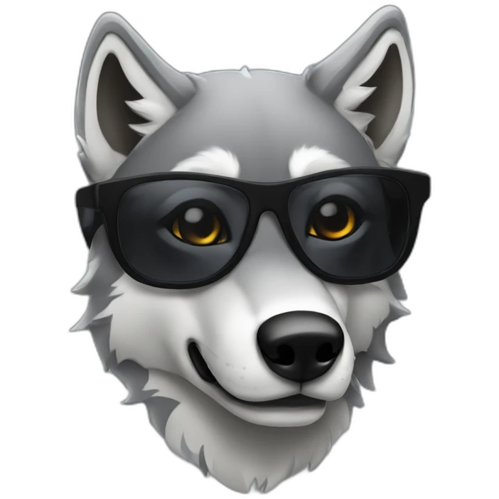 Grey wolf with black shades emoji