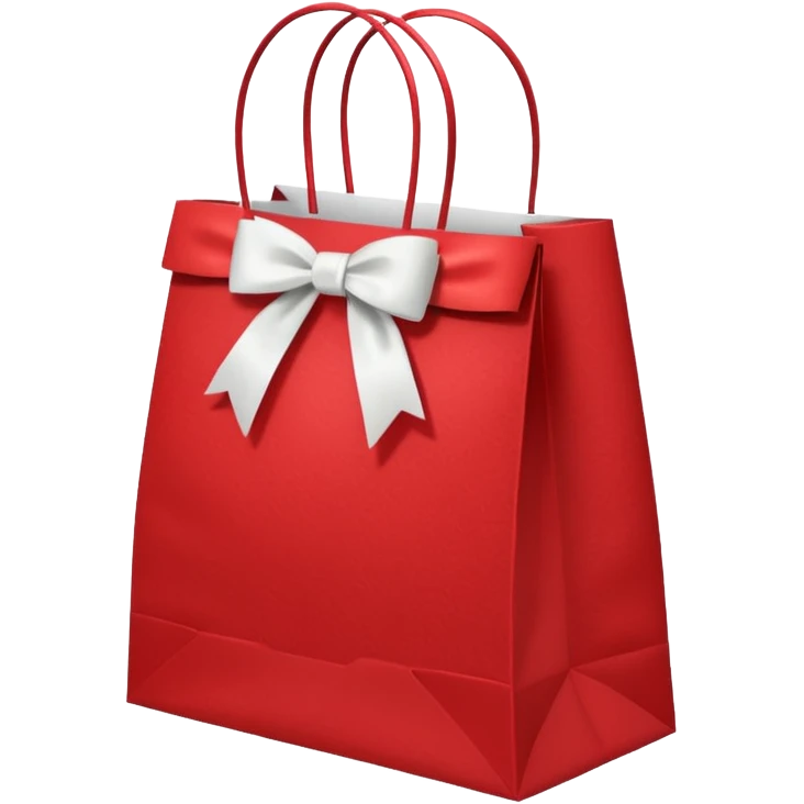 red christmas bag with white bow emoji
