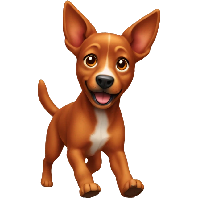 realistic solid red dog with pointed ears running emoji