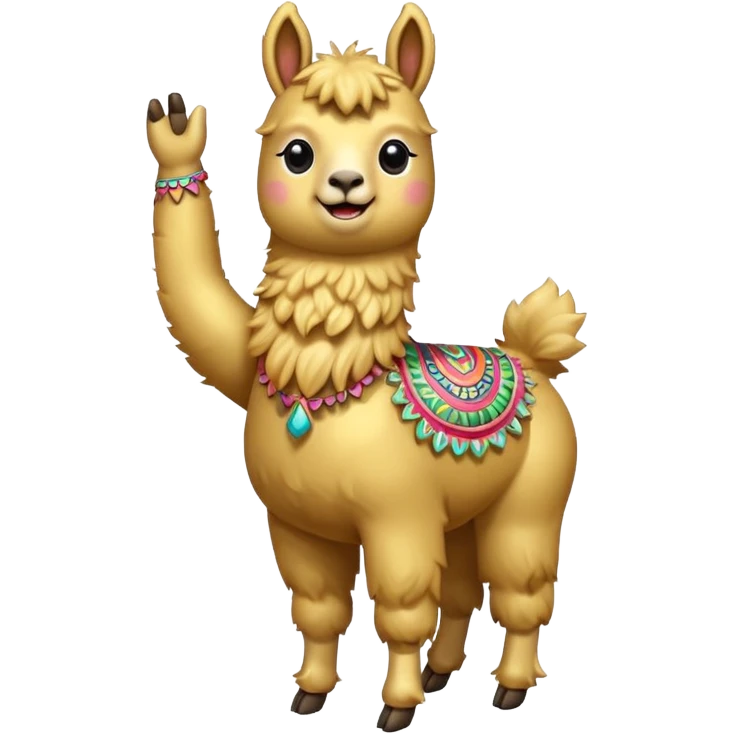 A small golden llama dancing emoji