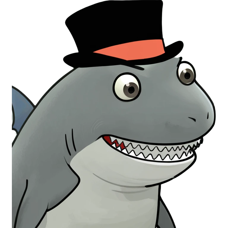 Shark with a top hat emoji