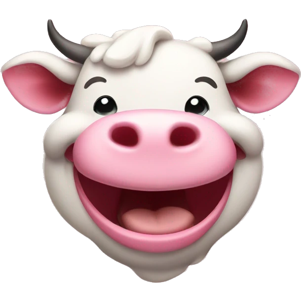 Fat pink cow laughing emoji