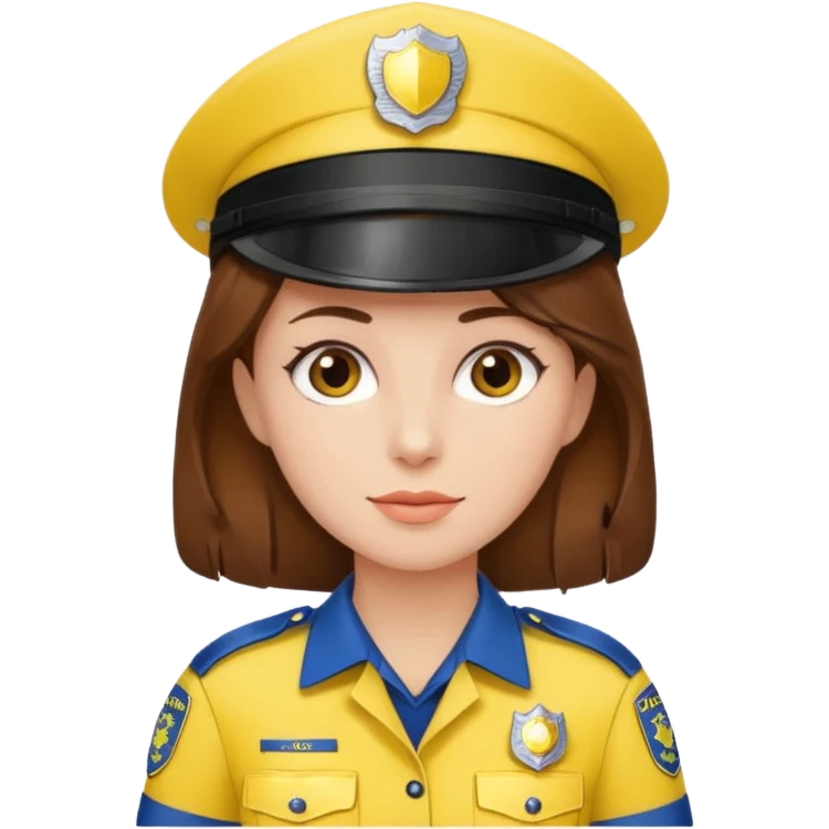 Female POLICE IN YELLOW, Brown hair emoji