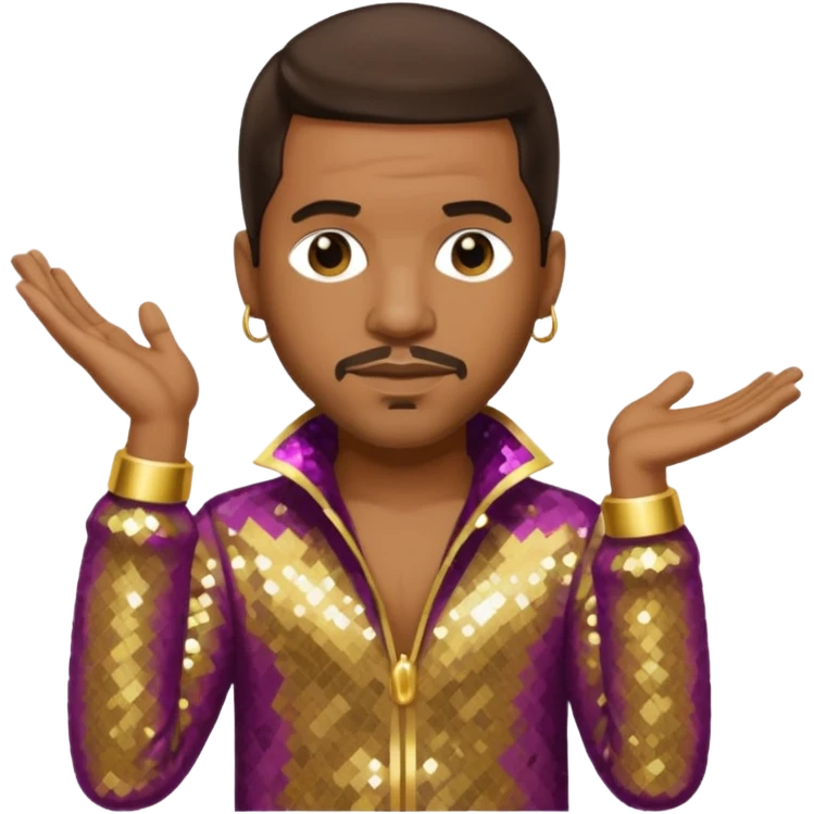 Stevie J, Record Producer with dark brown hair, gold outfit emoji