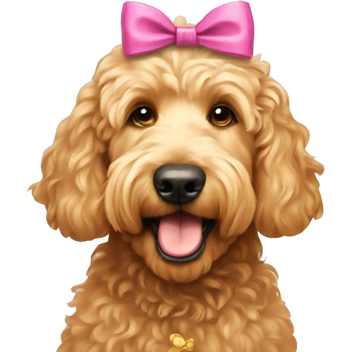Golden doodle with bow on head emoji