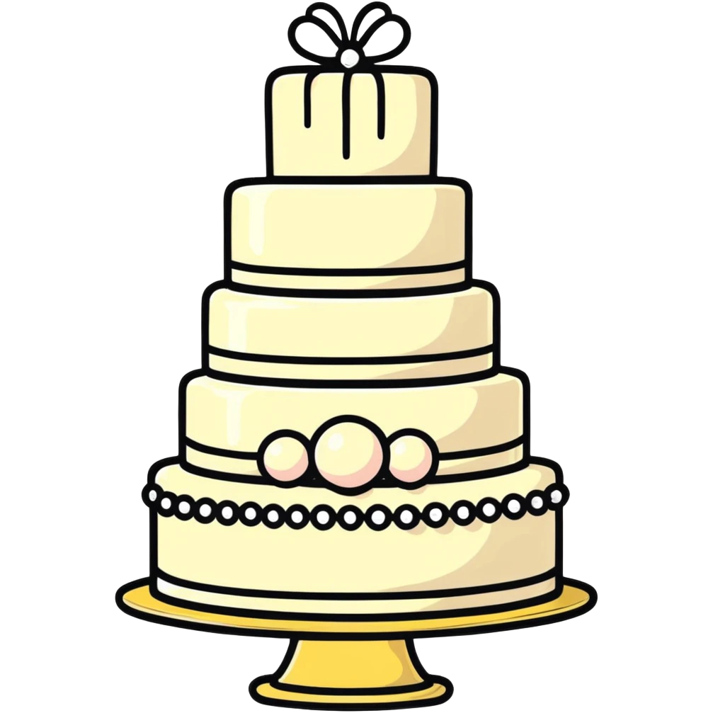 three-tier light pink cake decorated with pearls emoji