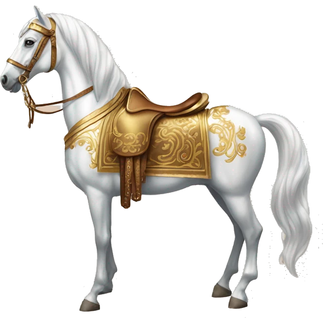 Gilded saddle vintage piebald horse gilded robes emoji