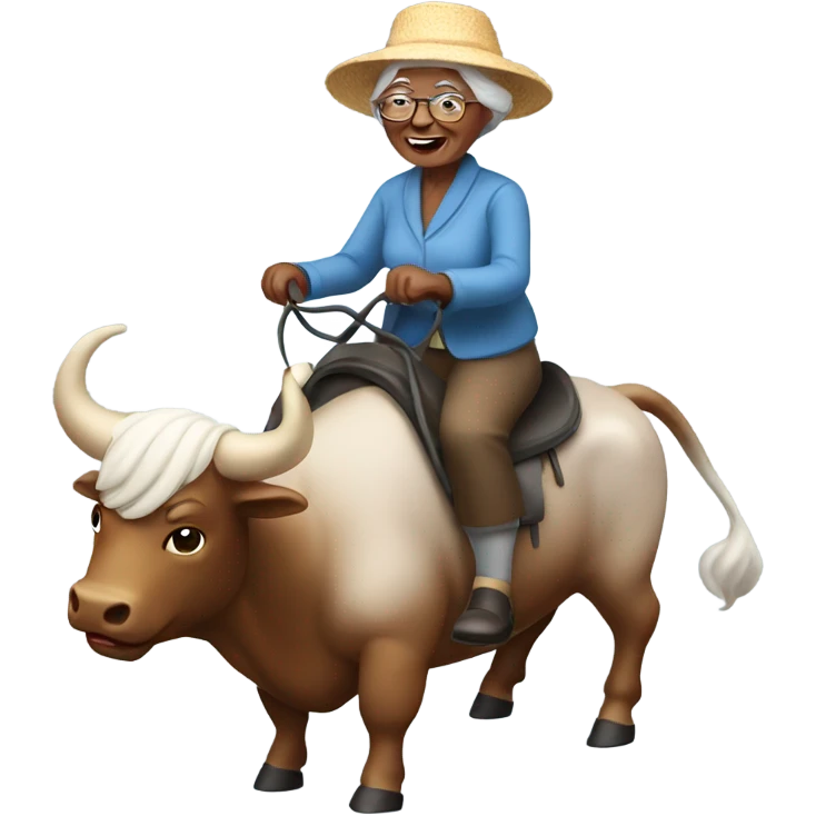 grandma riding a bull emoji