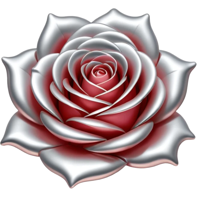 A rose emoji made of liquid silver metal minimalistic iOS emoji style, centered, emoji