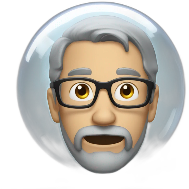 A man with gray hair and a black beard living inside a bubble emoji