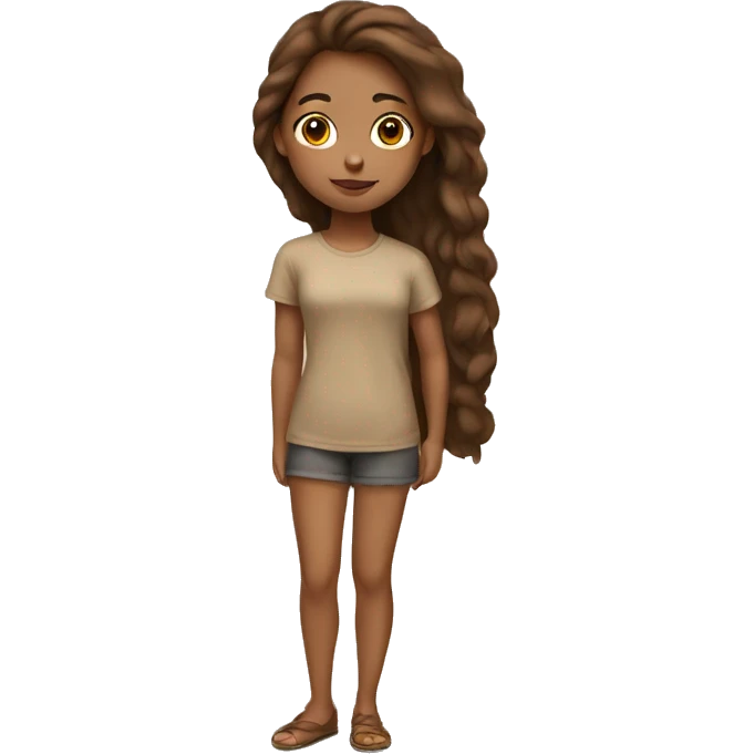 Tan girl with brown hair painting emoji