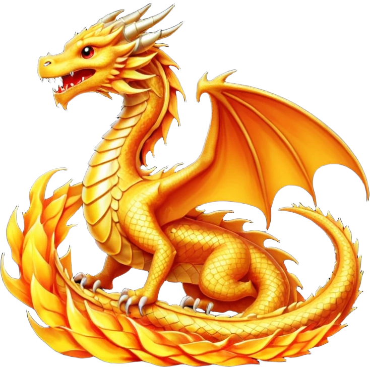 Beautiful royal looking but fiery dragon golden symbol emoji
