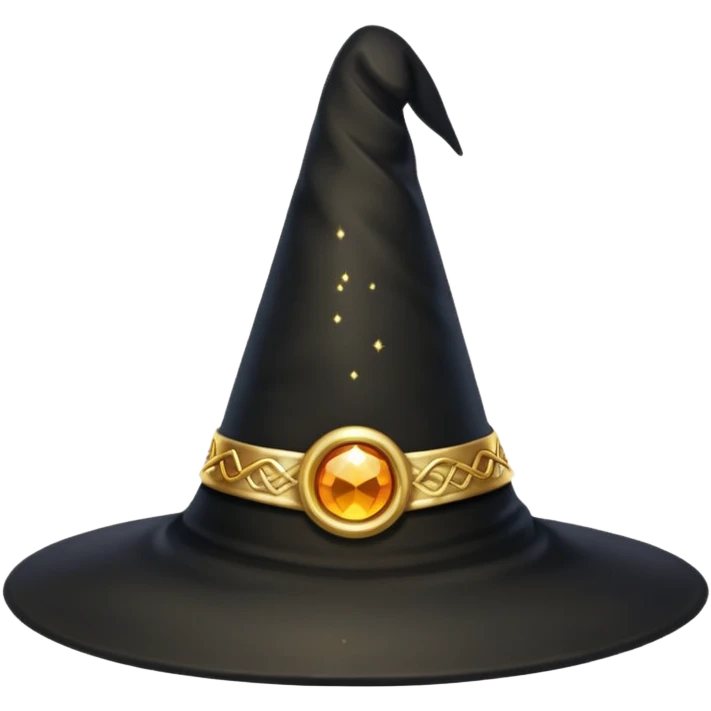 Black witch hat with glitter and golden details emoji
